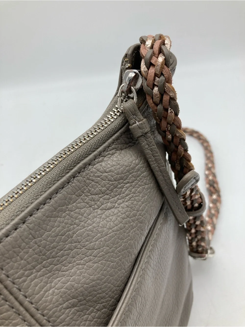 Vintage Brighton Braided Strap Leather Crossbody Bag